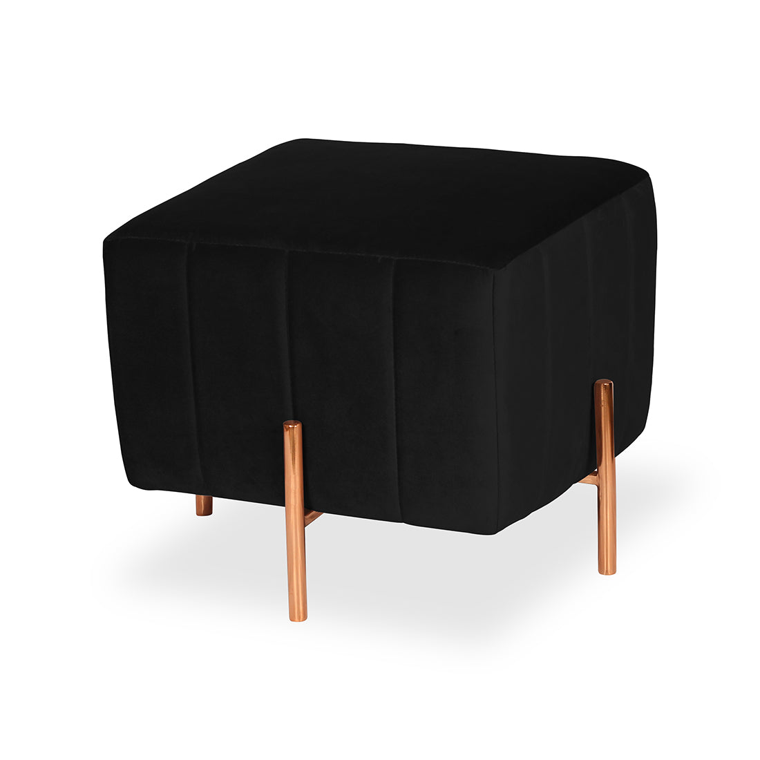 Square Rose Gold Ottoman Stainless Steel Black