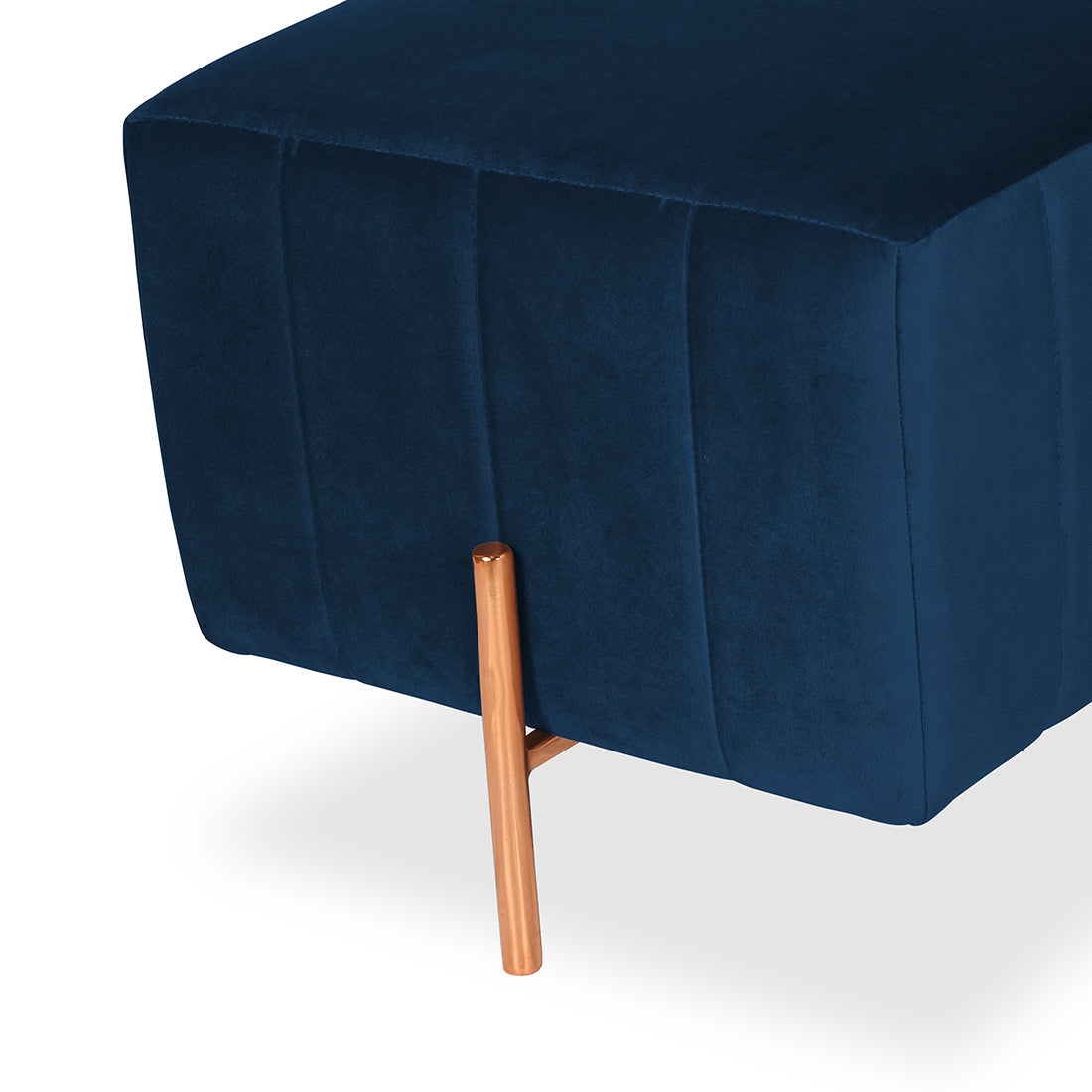 Square Rose Gold Ottoman Stainless Steel Blue