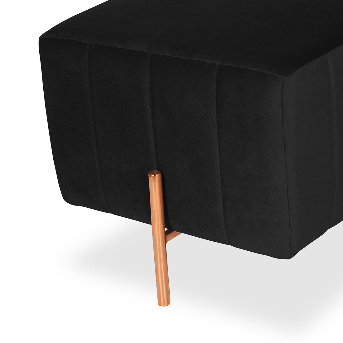 Square Rose Gold Ottoman Stainless Steel Black
