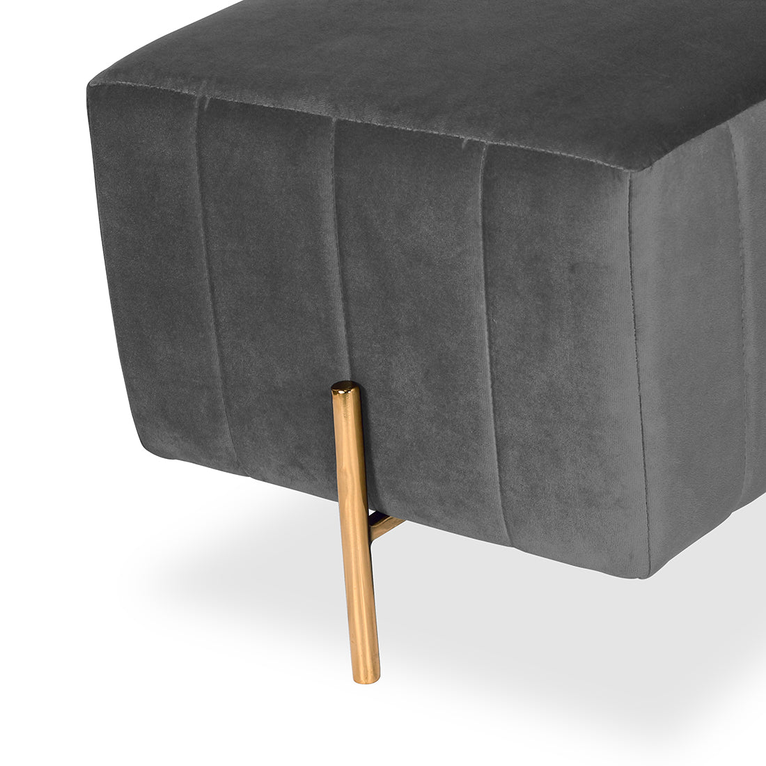 Square Gold Ottoman Stainless Steel In Grey