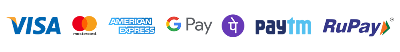 Accepted payments: Visa, Mastercard, American Express, Google Pay, PhonePe, Paytm, RuPay