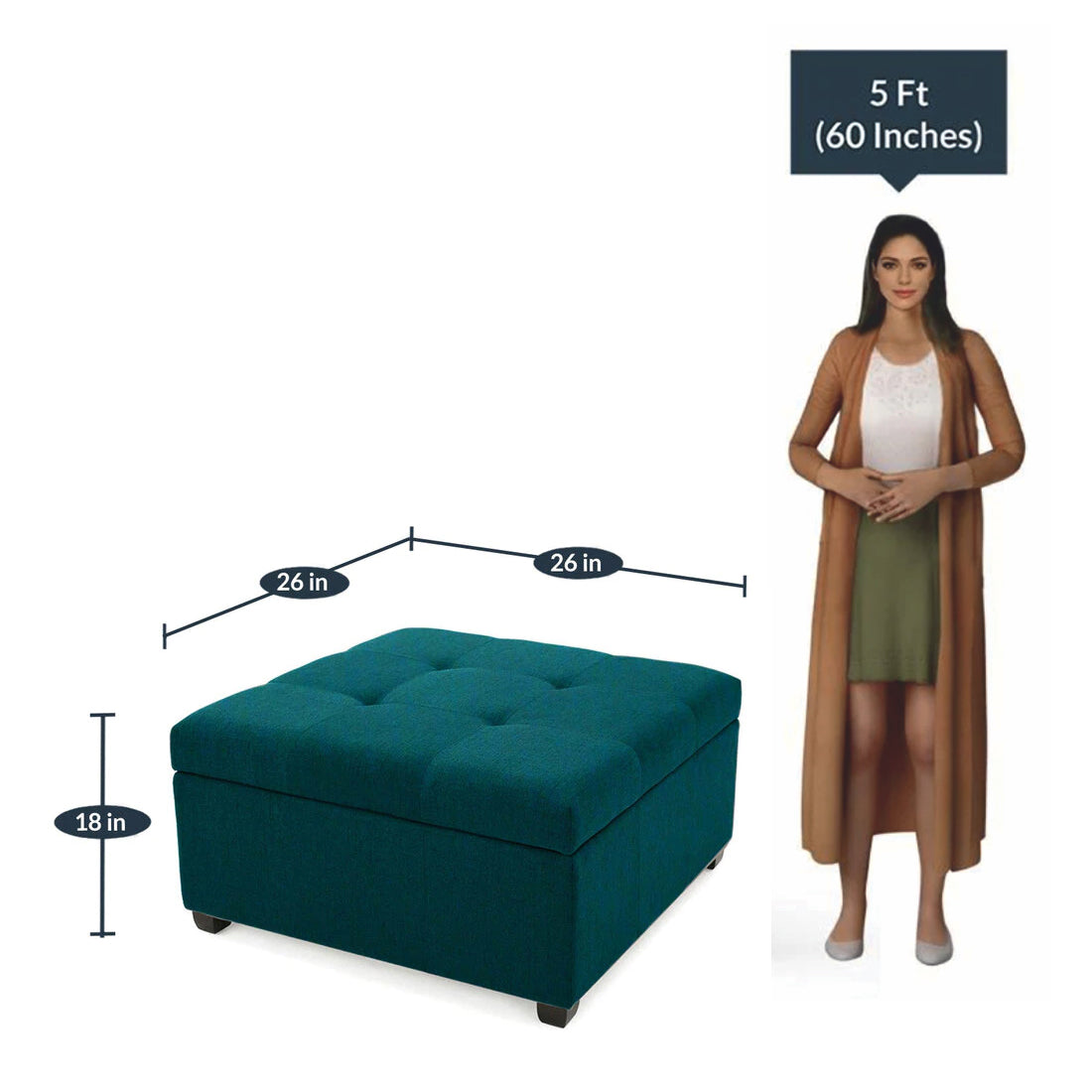 Falan Ottoman In Teal