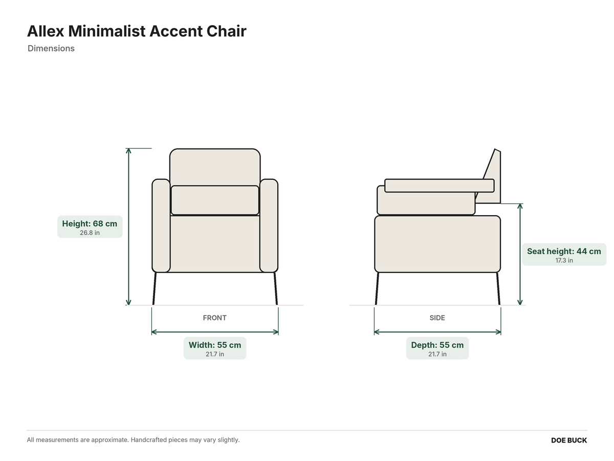 Allex Minimalist Accent Chair dimensions