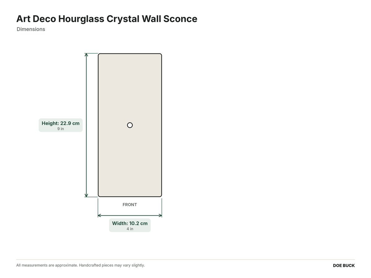 Art Deco Hourglass Crystal Wall Sconce dimensions