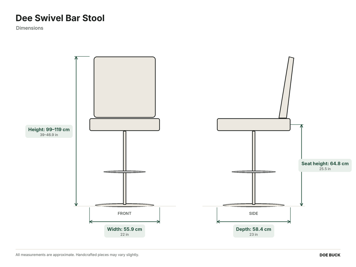Dee Swivel Bar Stool dimensions