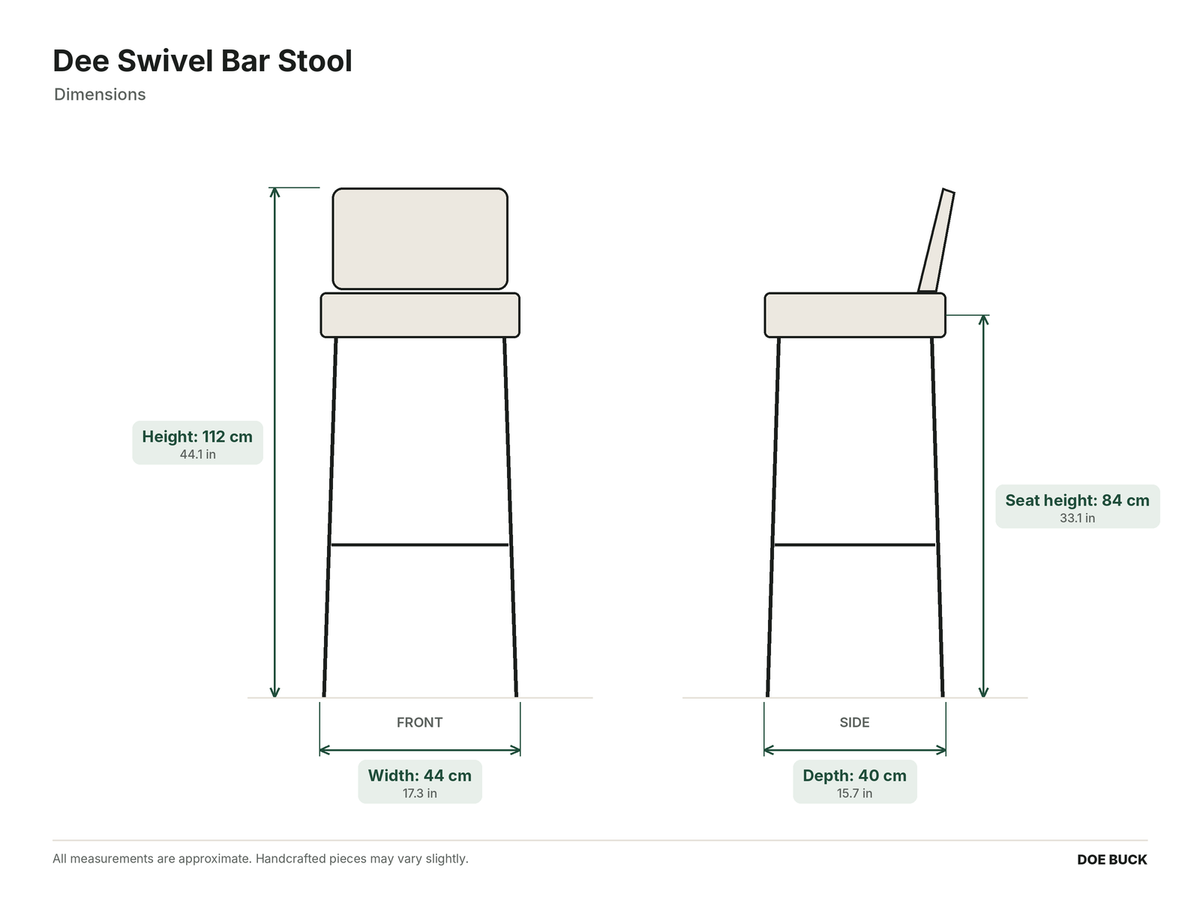 Dee Swivel Bar Stool dimensions