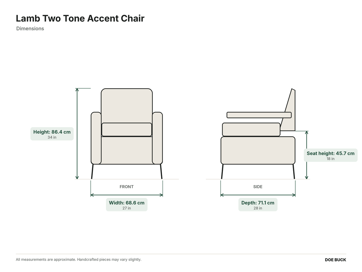 Lamb Two Tone Accent Chair dimensions