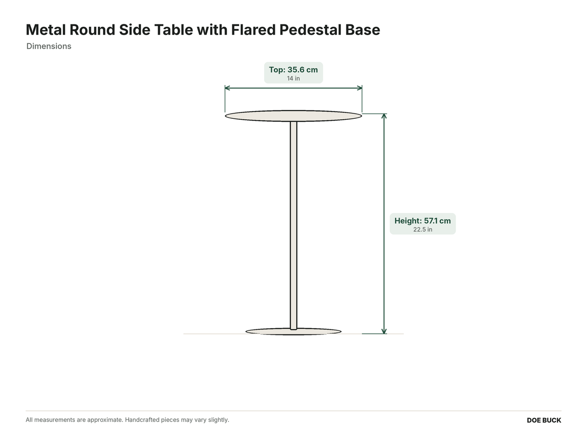 Metal Round Side Table with Flared Pedestal Base dimensions