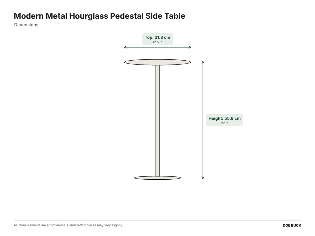 Modern Metal Hourglass Pedestal Side Table dimensions