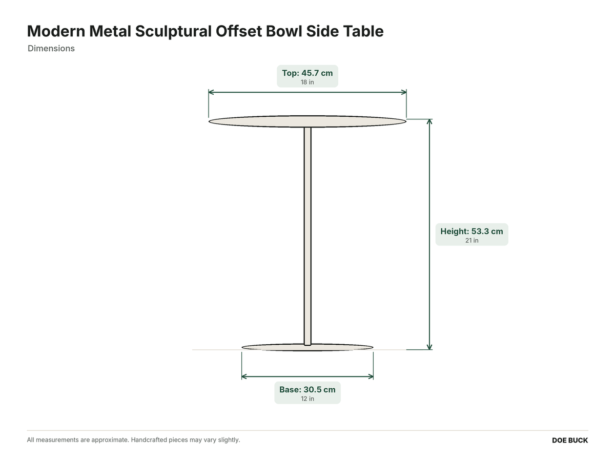 Modern Metal Sculptural Offset Bowl Side Table dimensions