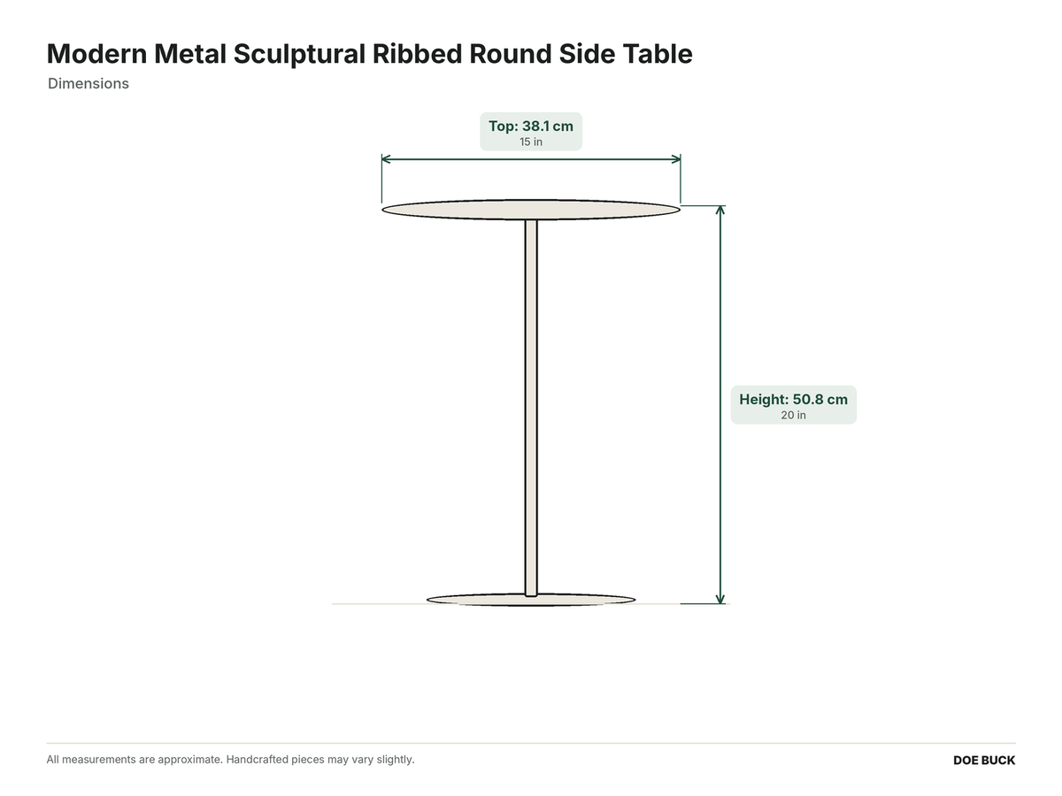 Modern Metal Sculptural Ribbed Round Side Table dimensions
