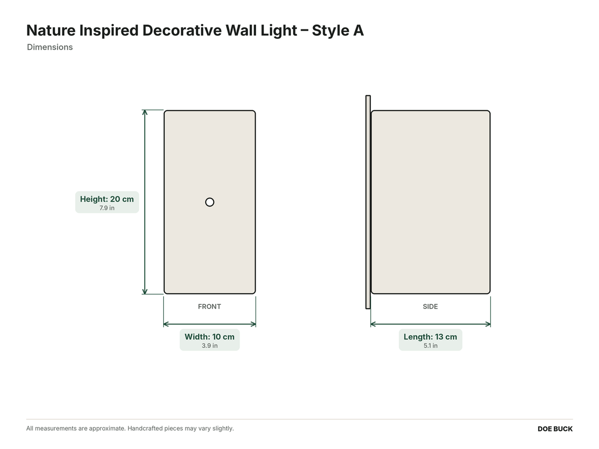 Nature Inspired Decorative Wall Light – Style A dimensions