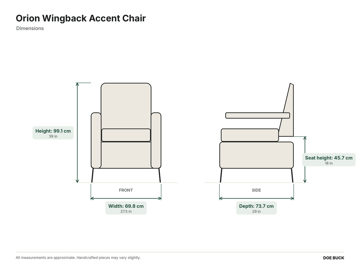 Orion Wingback Accent Chair dimensions