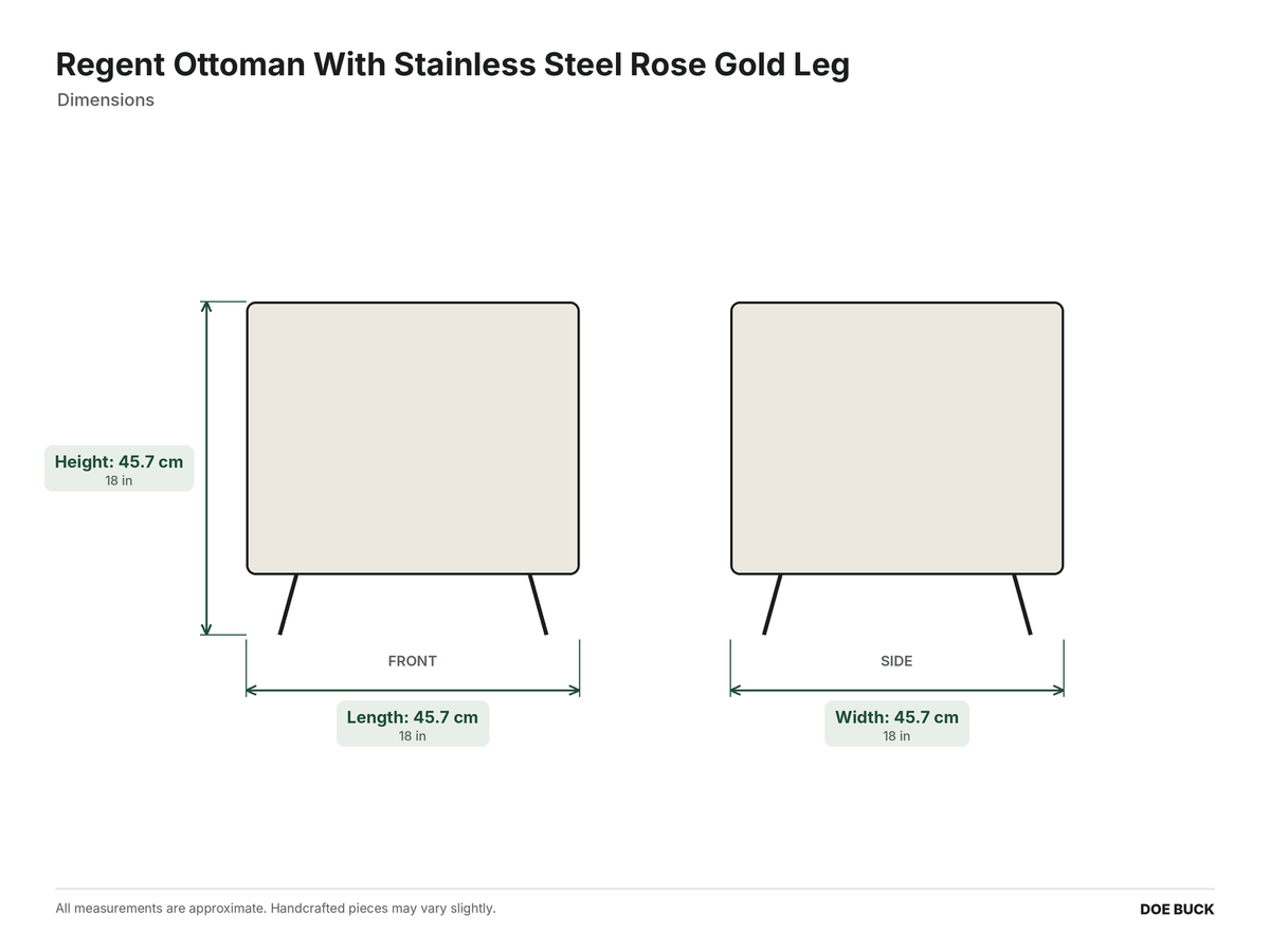 Regent Ottoman With Stainless Steel Rose Gold Leg dimensions