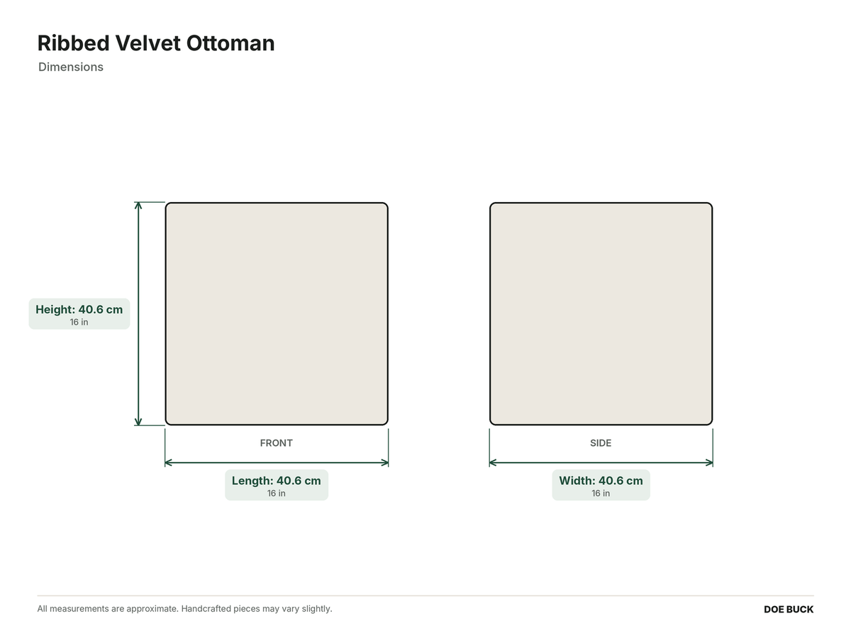 Ribbed Velvet Ottoman dimensions