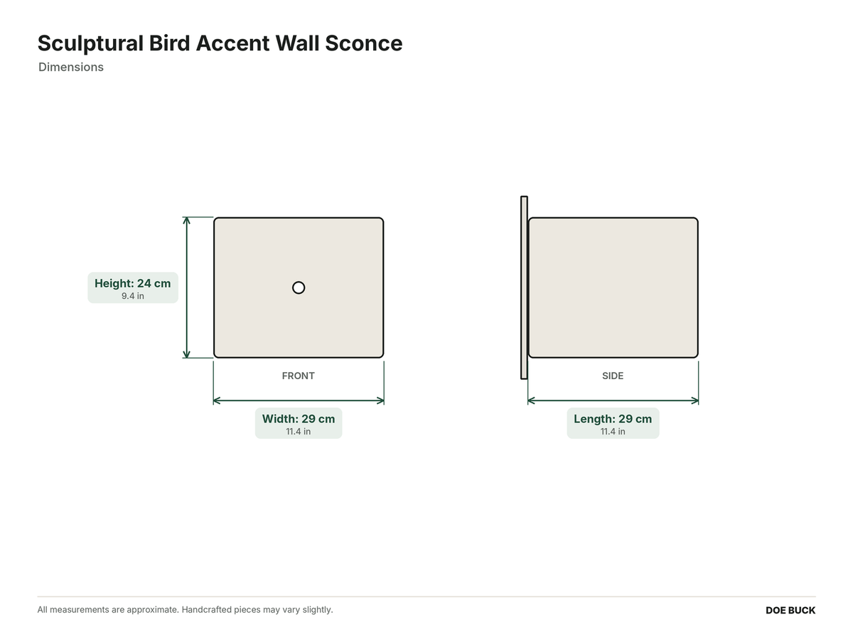 Sculptural Bird Accent Wall Sconce dimensions