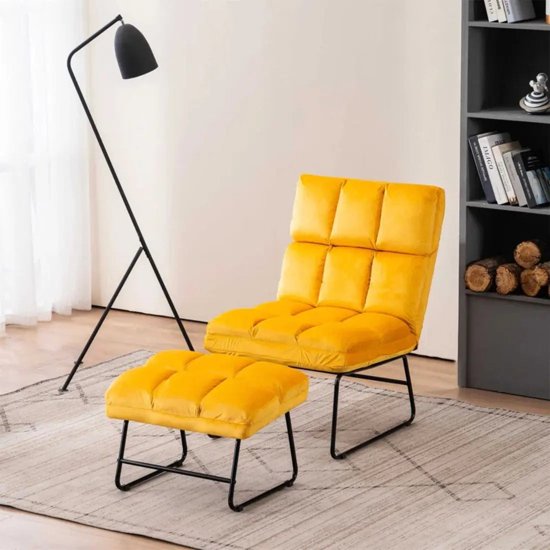 Hiltonia Chair with Ottoman – Yellow