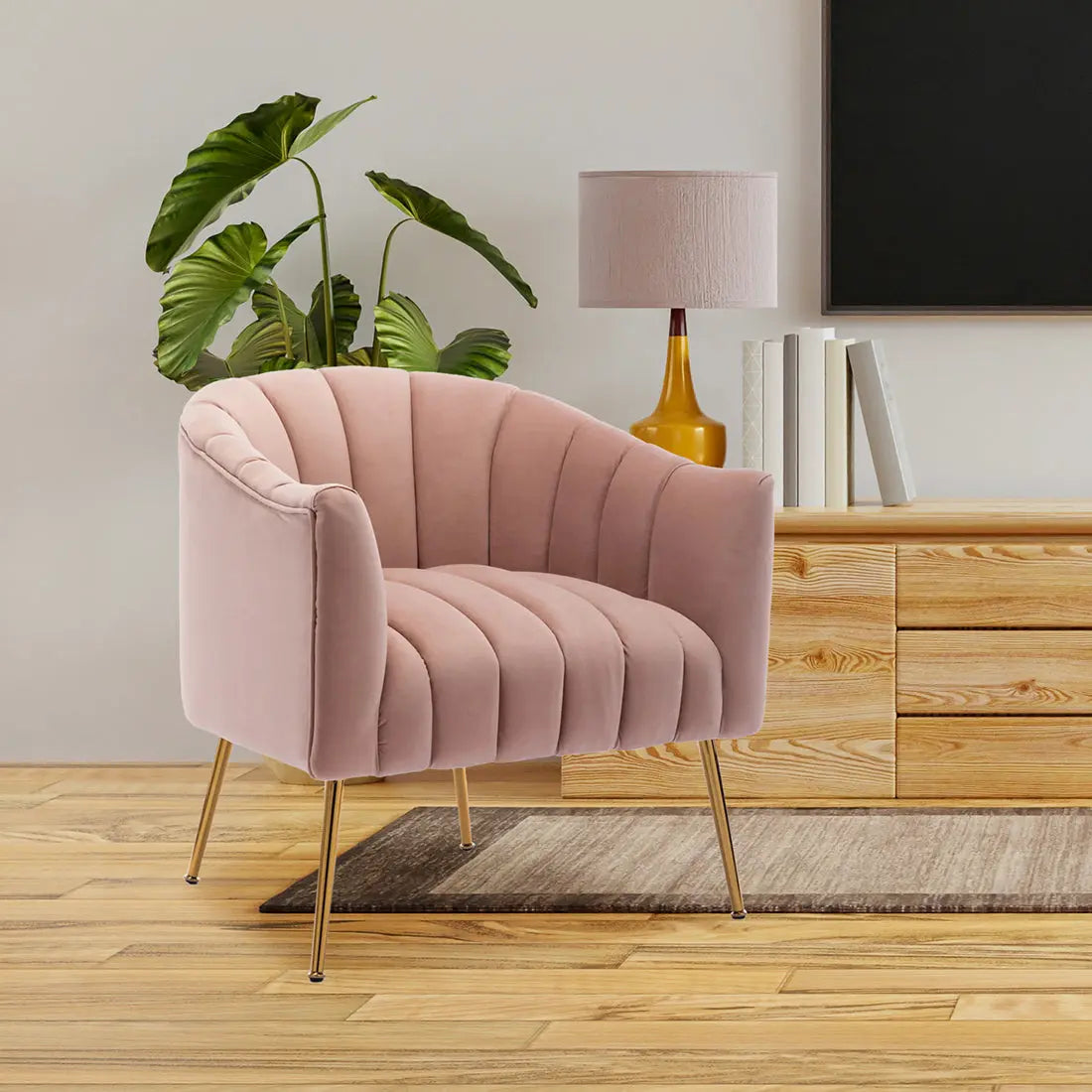 Aurora Velvet Accent Chair – Pink