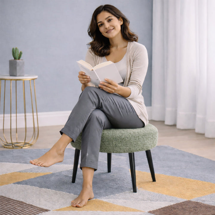 Doe Buck Luna Ottoman With Black Legs |Sage