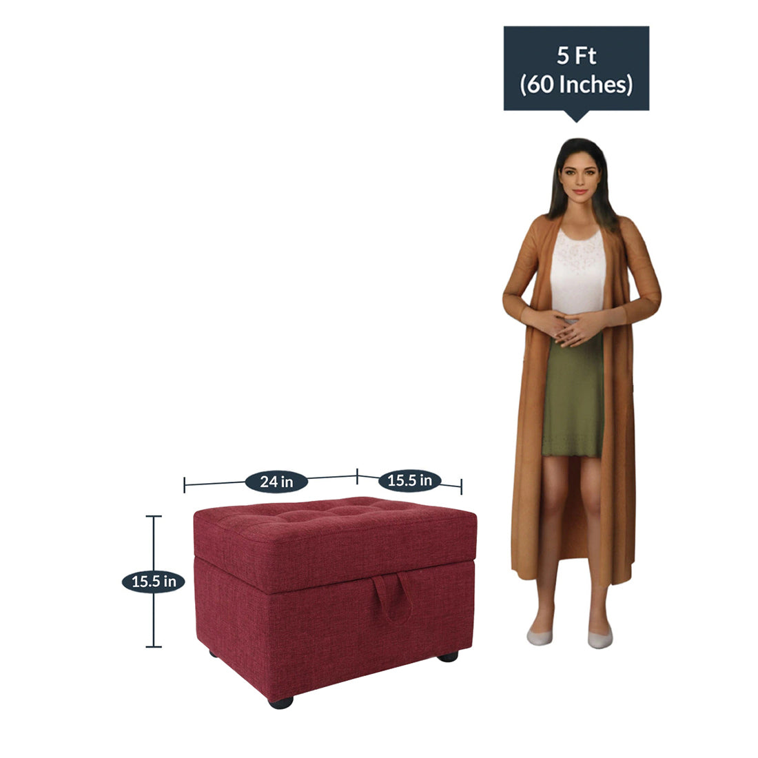 Maisy Ottoman In Mehroon