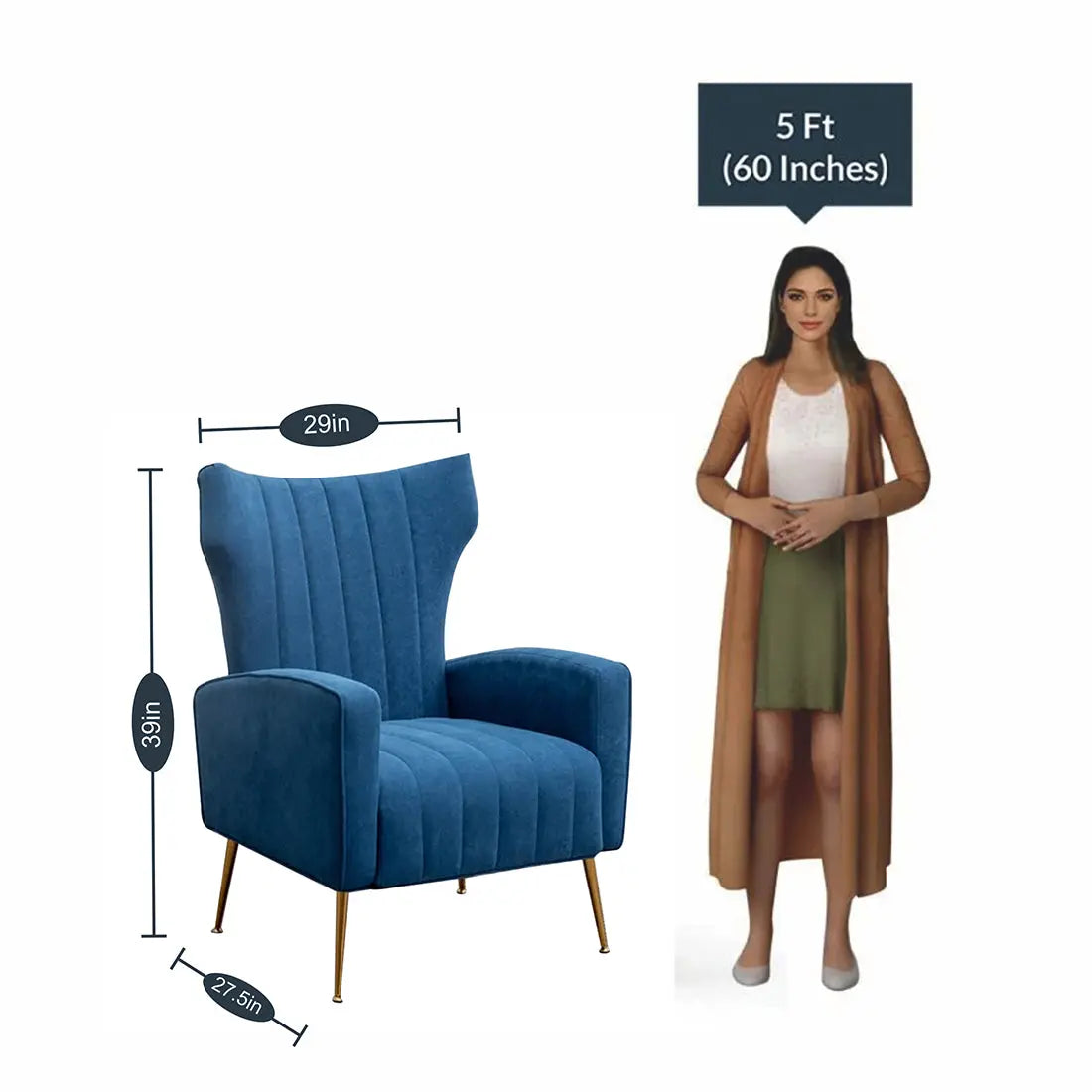 Orion Wingback Accent Chair – Blue