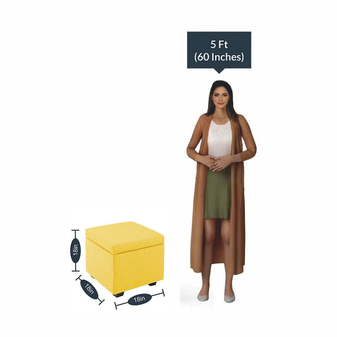 Square Stoage Ottoman With Storage Yellow