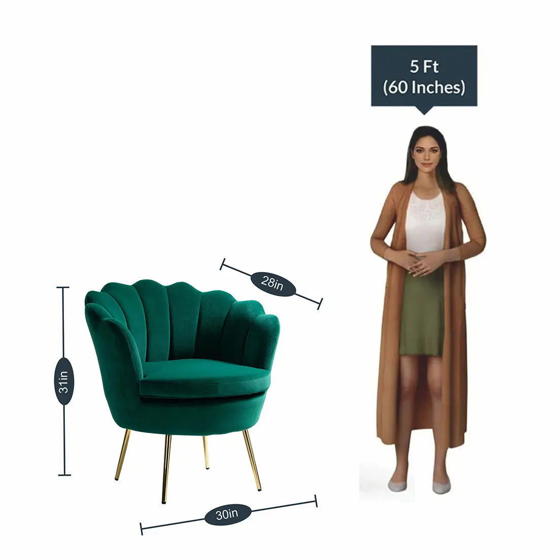 Shell Motif Accent Chair – Green