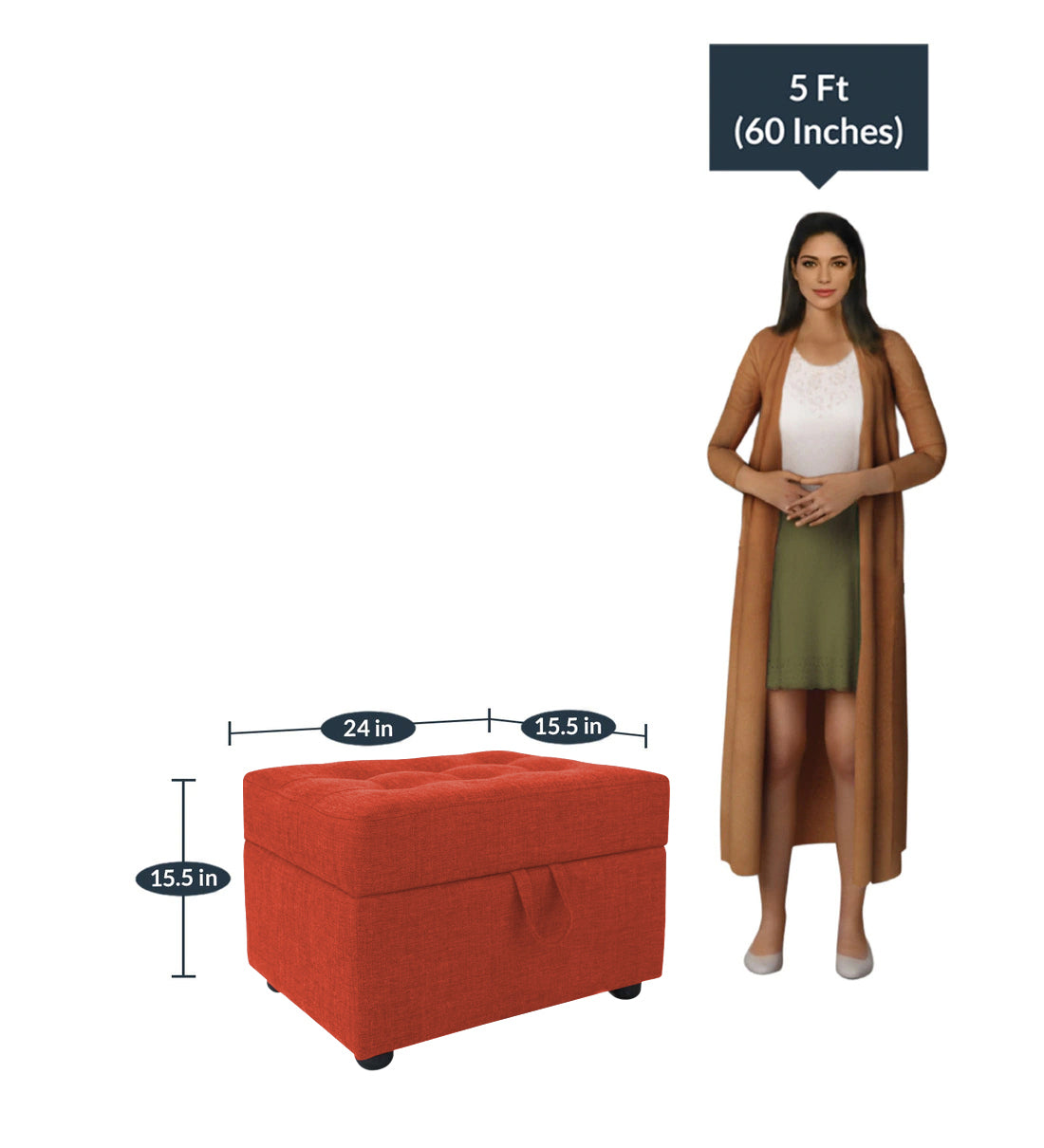 Maisy Ottoman In Orange