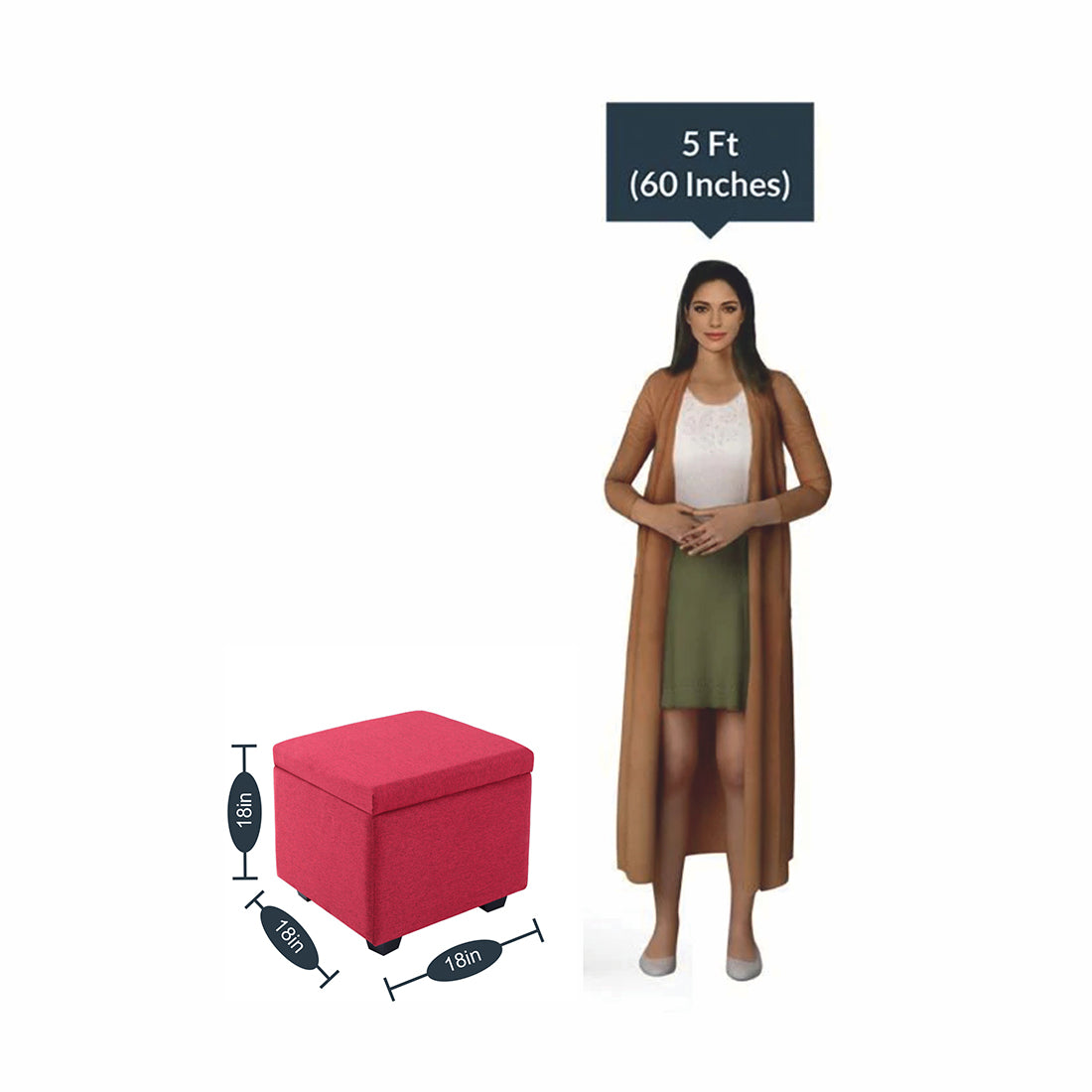 Square Stoage Ottoman With Storage Pink