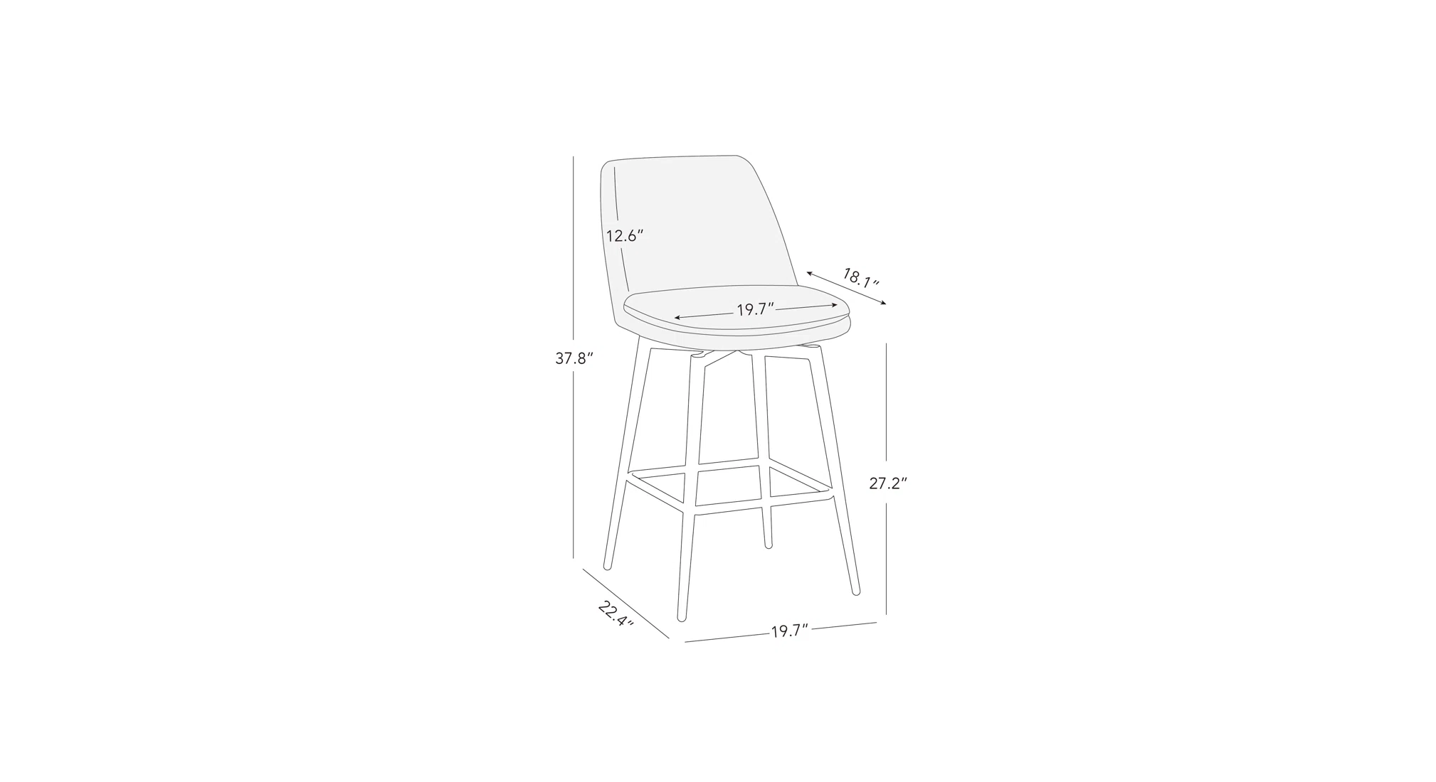 Hart Bar Stool - Grey