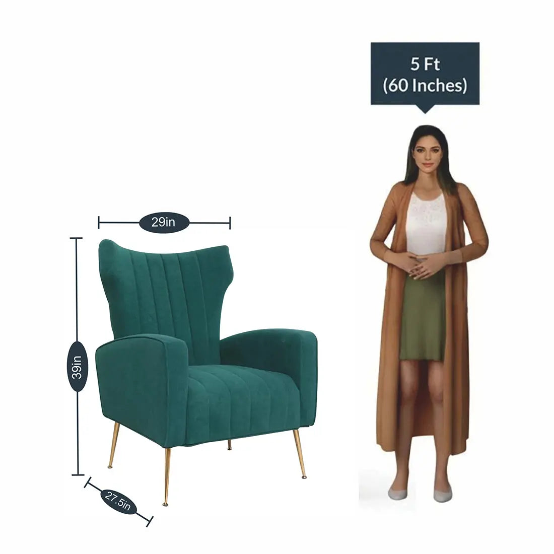 Orion Wingback Accent Chair – Green