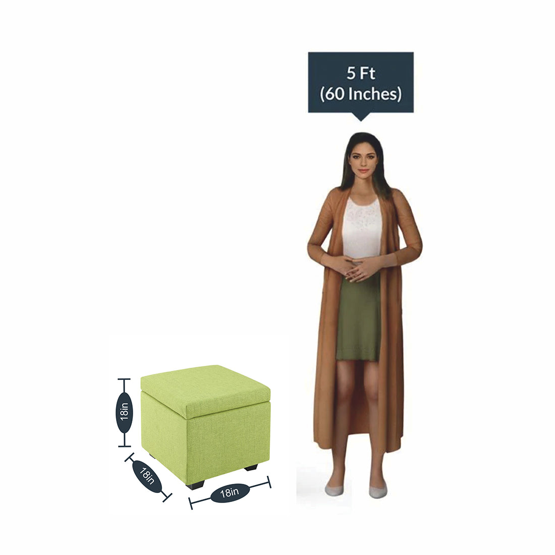 Square Stoage Ottoman With Storage Green