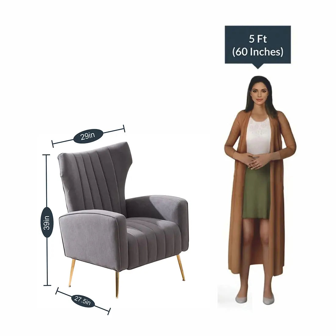 Orion Wingback Accent Chair – Grey
