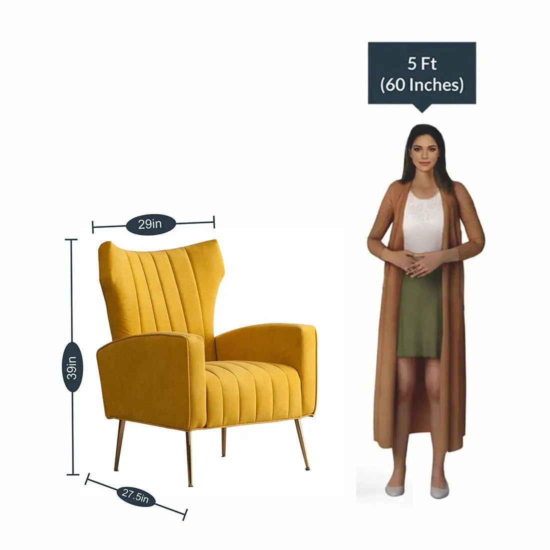 Orion Wingback Accent Chair – Yellow