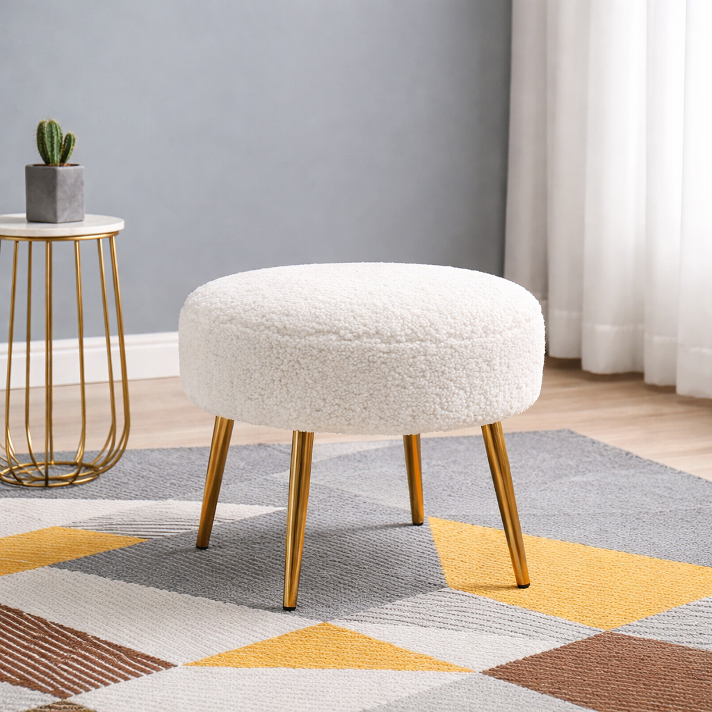 Doe Buck Luna Ottoman|White